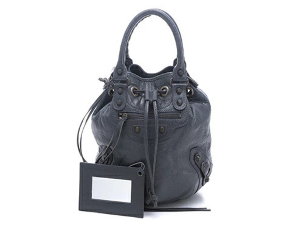 Balenciaga Shoulder Bag Pom Gray Leather